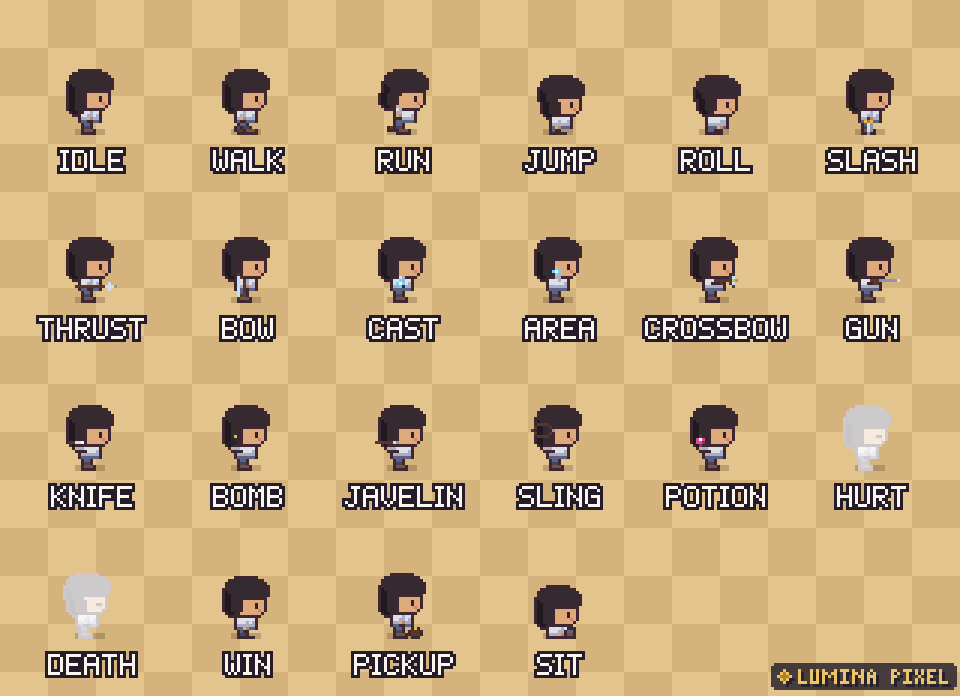 Every animation in the character base, playing